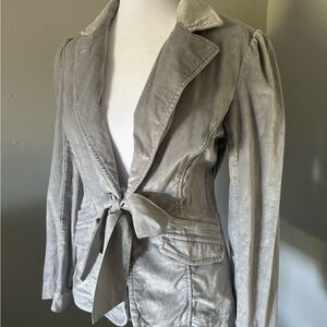 WHBM Gray Soft Velvet Blazer/Jacket with satin tie  - Ladies Size 2